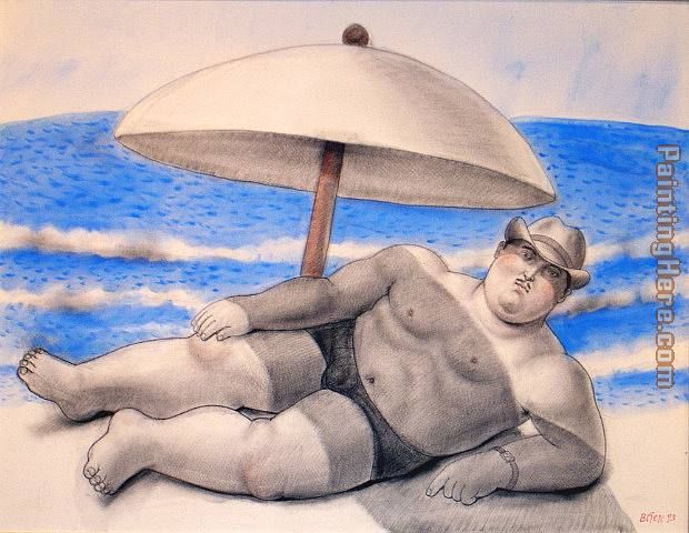Man On The Beach painting - Fernando Botero Man On The Beach art painting